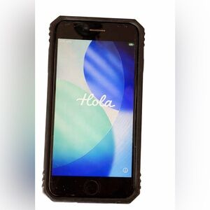 Apple Unlocked IPhone SE with Black & Purple Case. In good used condition.